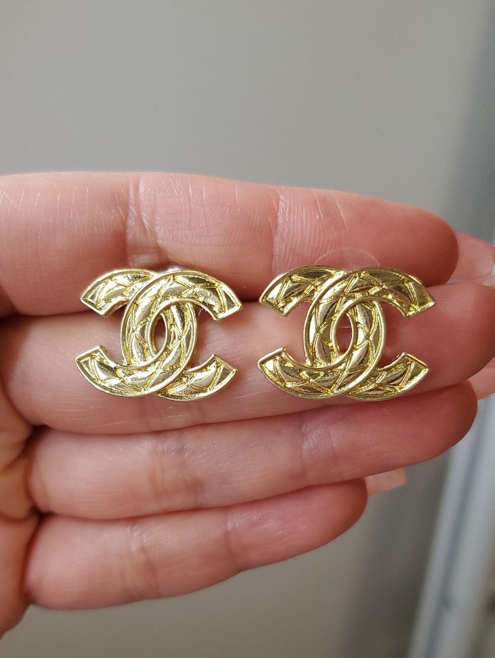 Elegant Gold Chanel Earrings